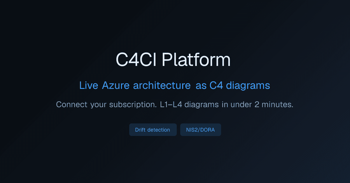 C4CI Platform — Live Azure architecture as C4 diagrams. Connect your subscription, get L1–L4 diagrams in under 2 minutes.